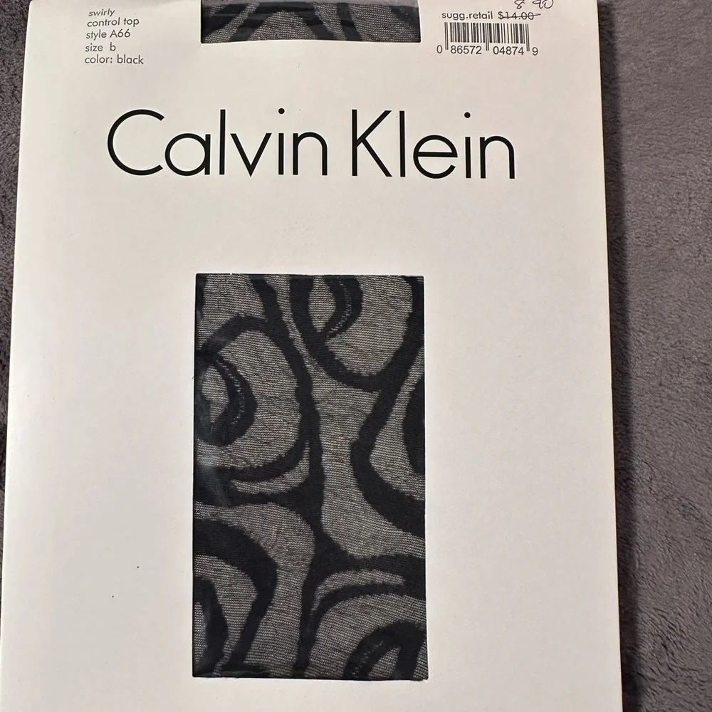 Calvin Klein Swirly Control Top Tights Black‎ Abstract Pattern Style A66 Size B